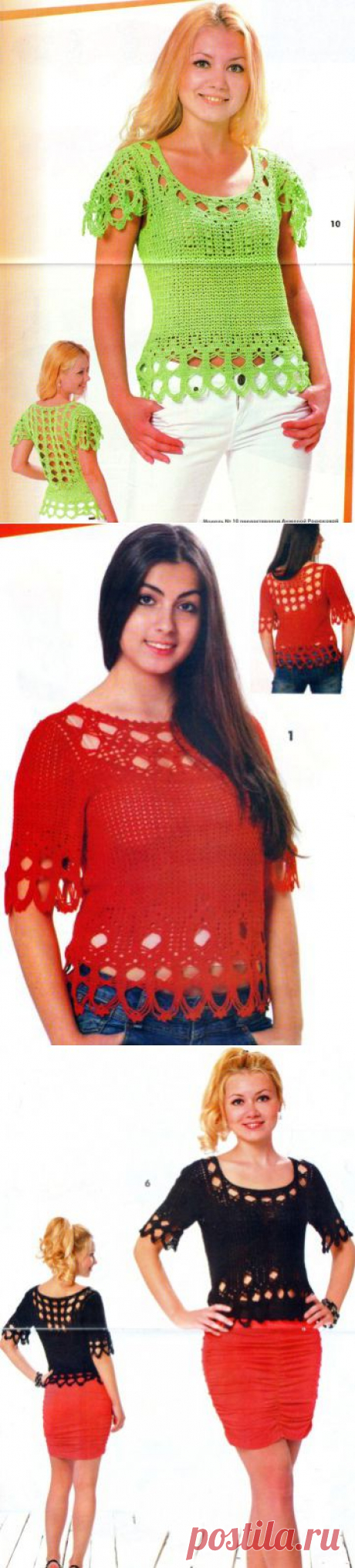 Три симпатичные филейные кофточки.