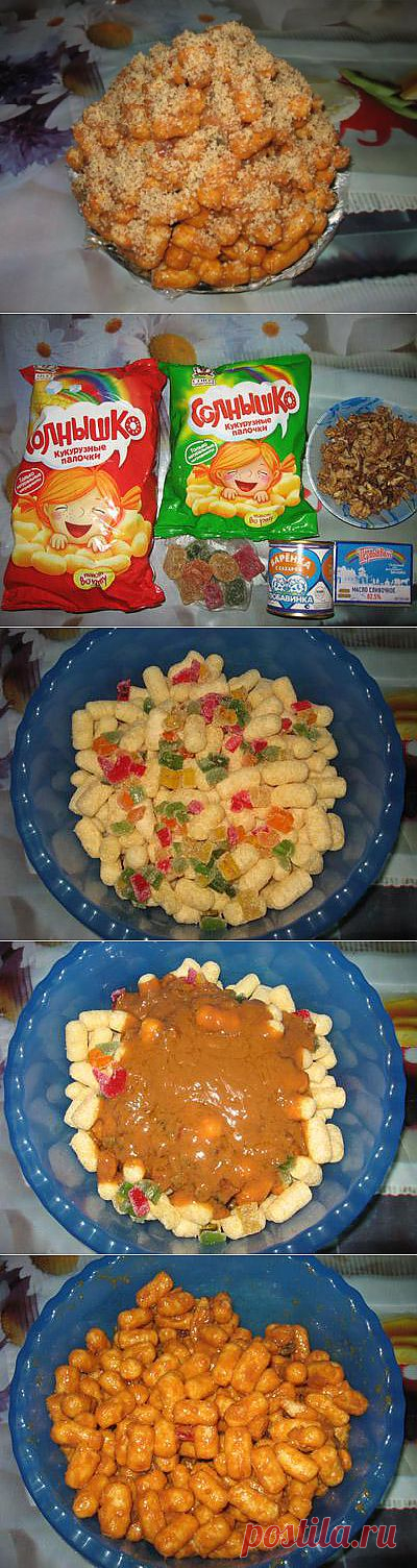 Торт из кукурузных палочек (торт без выпечки). Фоторецепт. | 4vkusa.ru