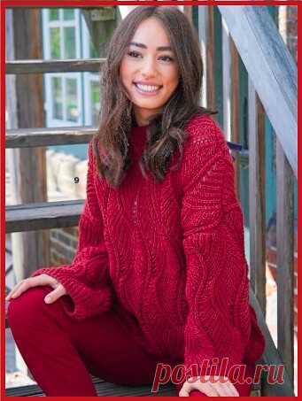 Малиновый джемпер с узором на основе английской резинки.
Можно ещё посмотреть 