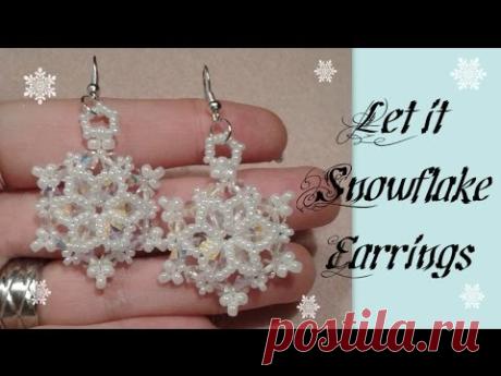 Let it Snowflake Earrings Beading Tutorial by HoneyBeads1 (Christmas jewelry)
