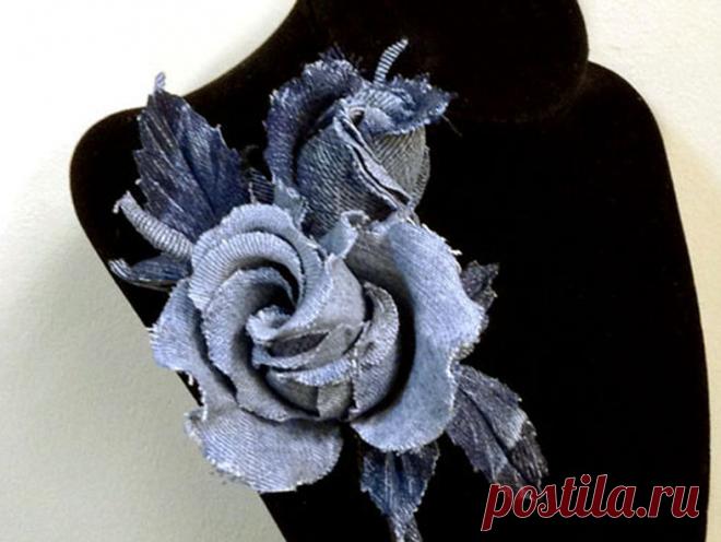 Джинсовая роза "Одри"