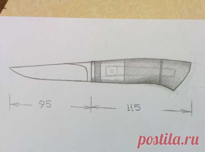 Нож финский короткий. Рисунок. Размеры.