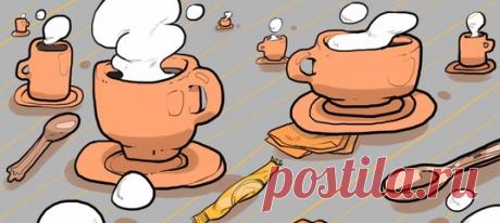 Гости пришли в кофейню, а там бариста как-то странно напитки разливает. Посмотрите на картинку и ответьте, чью чашку он наполнит быстрее.