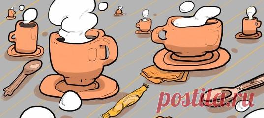 Гости пришли в кофейню, а там бариста как-то странно напитки разливает. Посмотрите на картинку и ответьте, чью чашку он наполнит быстрее.