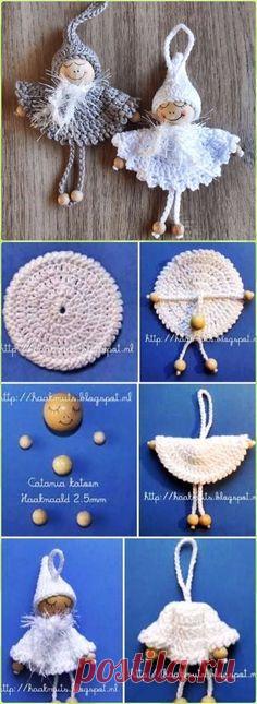 Вязание крючком Дерево Бисер Круг Рождество Ангел Бесплатный шаблон - Вязание крючком Ангел Бесплатные шаблоны