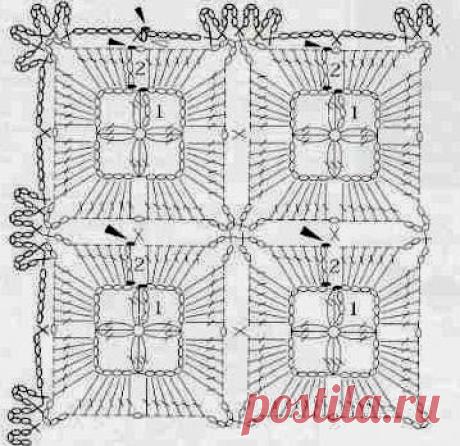 Kira scheme crochet: Small motifs in large tablecloths