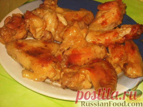 Рецепт: Крылышки куриные в горчичном соусе на RussianFood.com
