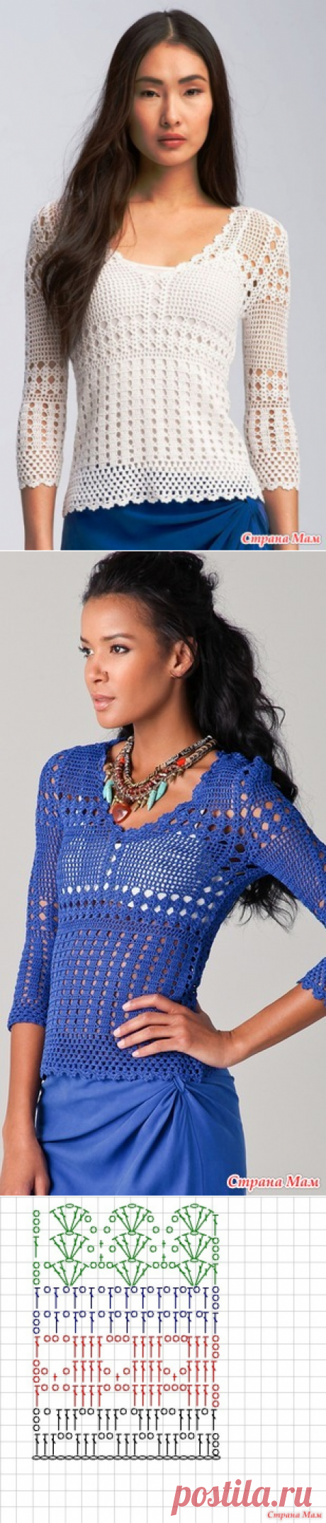 Кофточка &quot;Сокровища синего моря&quot; (крючок).