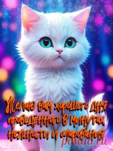 Открытка хорошего дня с котиком