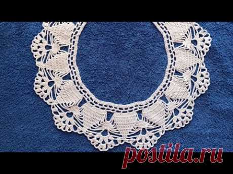 Ажурный воротничок крючком. С 1 го по 5 ряд.