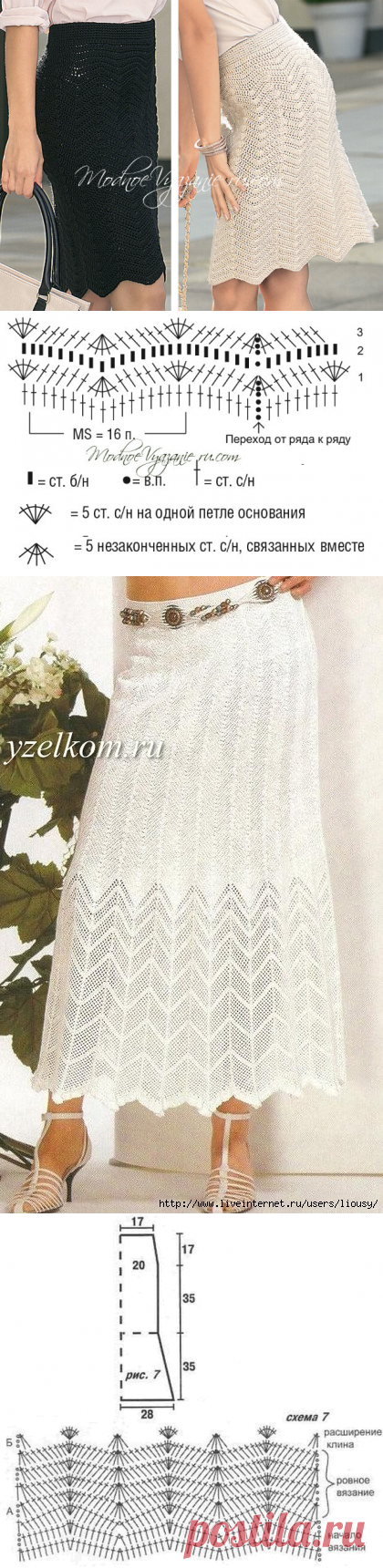 Юбка крючком узором 