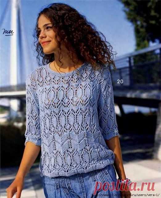 Вязание джемпера LIGHT BLUE MANGO