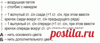 Двухцветный узор крючком с рельефными столбиками :: Плотные узоры :: Схемы и образцы узоров :: Вязание крючком :: RukoDelie.by