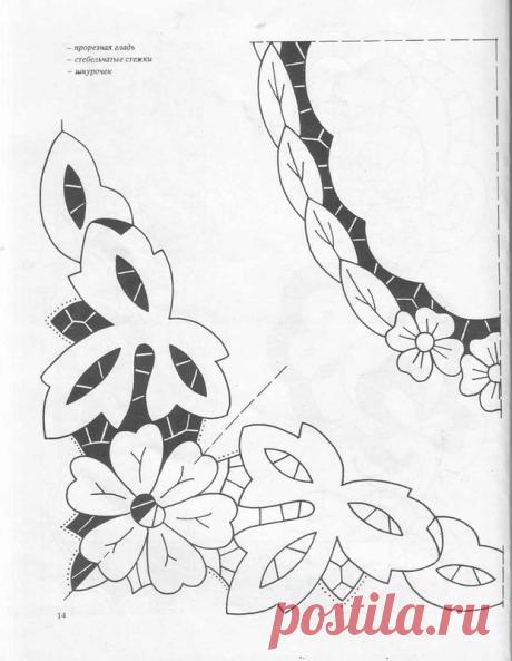 Вышивка ришелье (схемы, рисунки).