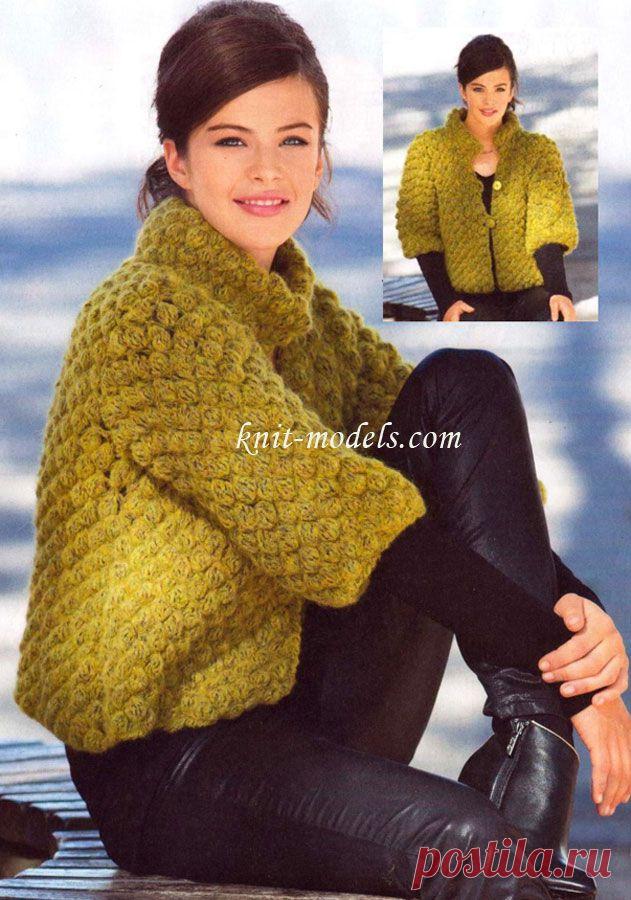 Жакет с узором из шишечек