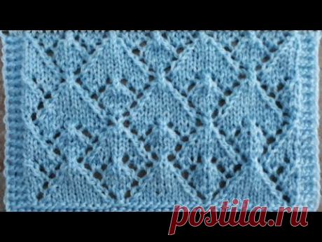 "Ажурные ромбы" Узор спицами для кардигана, джемпера, платья, жилета. - YouTube