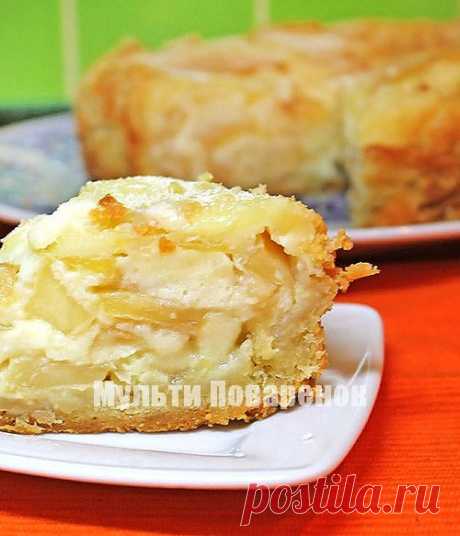 Рецепт яблочного пирога в мультиварке: вкусный пирог со сметанной заливкой | Мультиповаренок