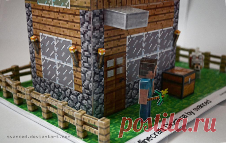 Minecraft Diorama by svanced 2 This is my idea/view of a Minecraft Diorama. All parts(including the house template)were downloaded from pixelpapercraft.The house was scaled up and the rest of the parts too to fit with the house....