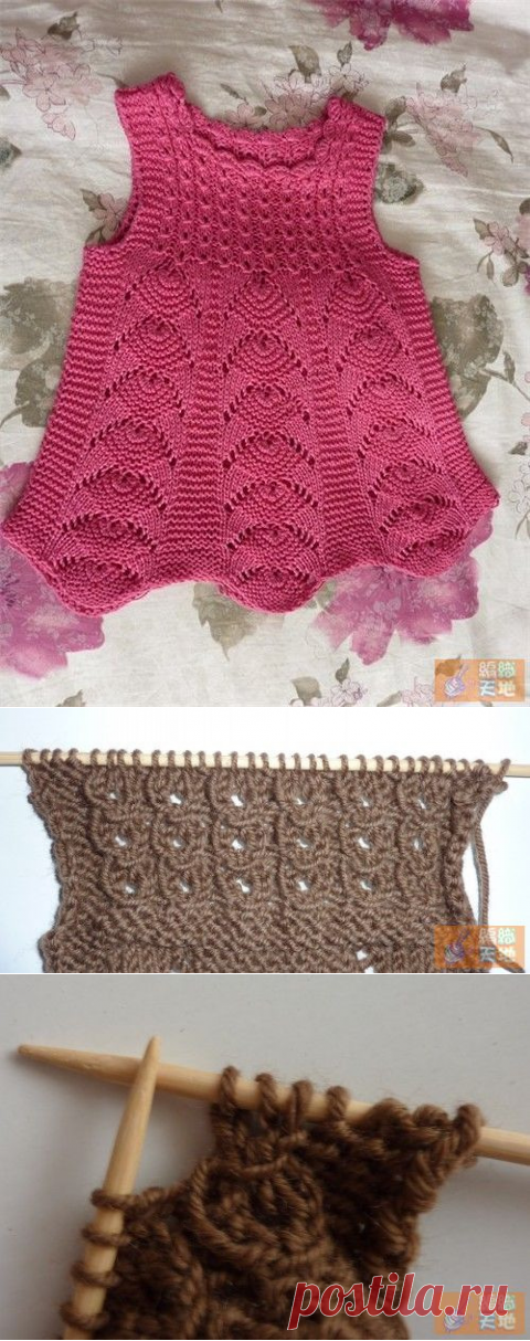 Детский сарафанчик спицами.МК