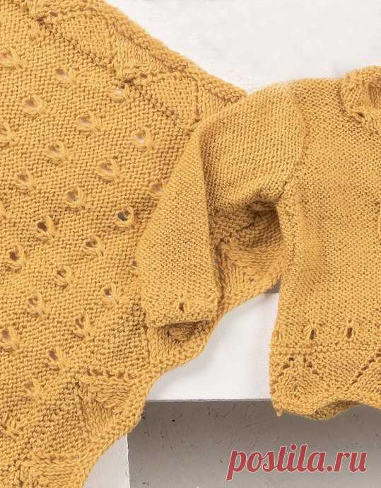 Вяжем желтый пледик. 
ПОТРЕБУЕТСЯ: пряжа Mondial Superwool (100% мериносовая шерсть; 125 м/50 г) – 250 г; спицы № 3, 3,5 и 4,5; 5 пуговиц цвета охры диаметром по 1,5 см