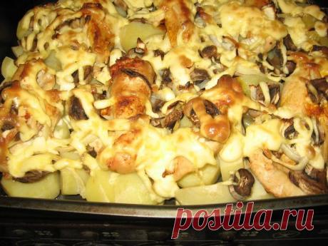 ЖАРКОЕ С КУРИНЫМИ ГРУДКАМИ И ШАМПИНЬОНАМИ