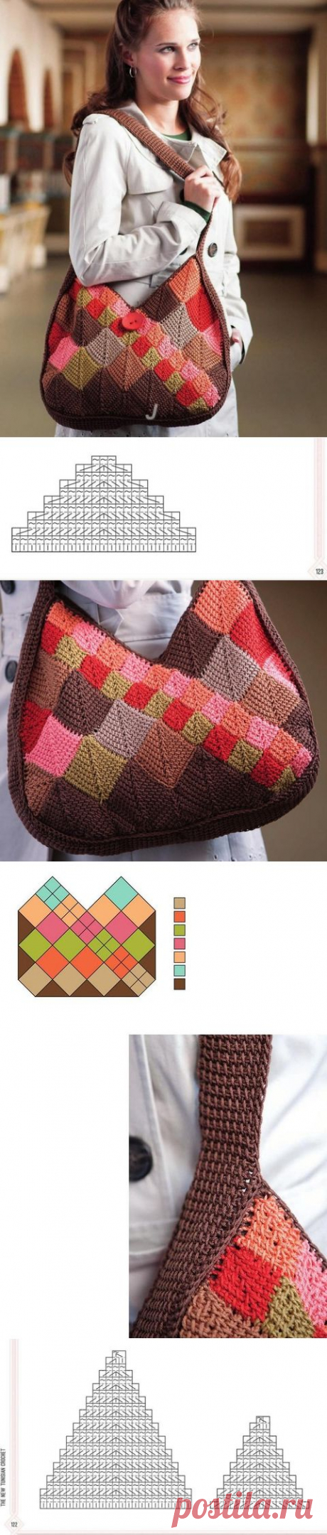 сумка тунисским вязанием