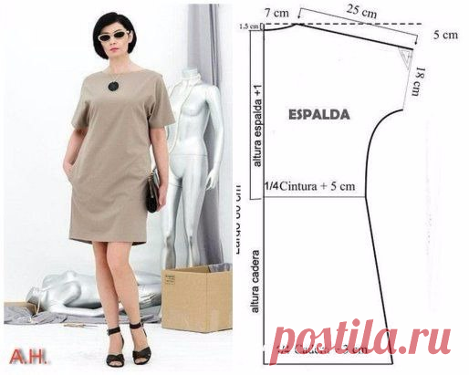ВЫКРОЙКА-ШАБЛОН ПЛАТЬЯ НА ВСЕ РАЗМЕРЫ
