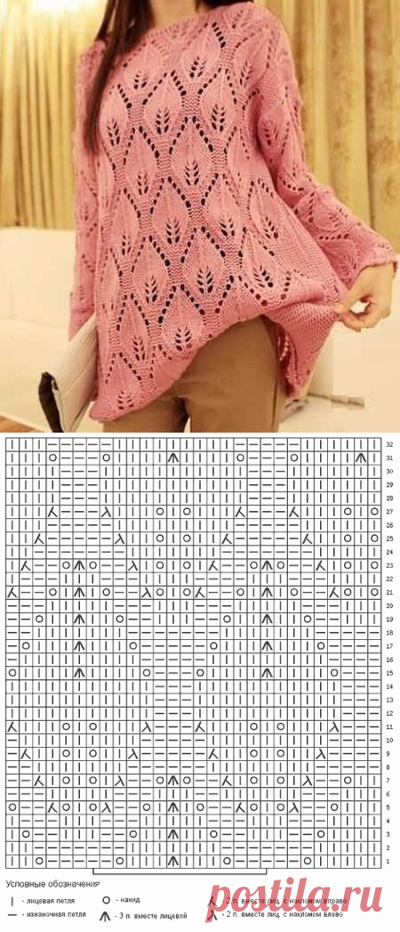 Ажурный узор из крупных листьев.