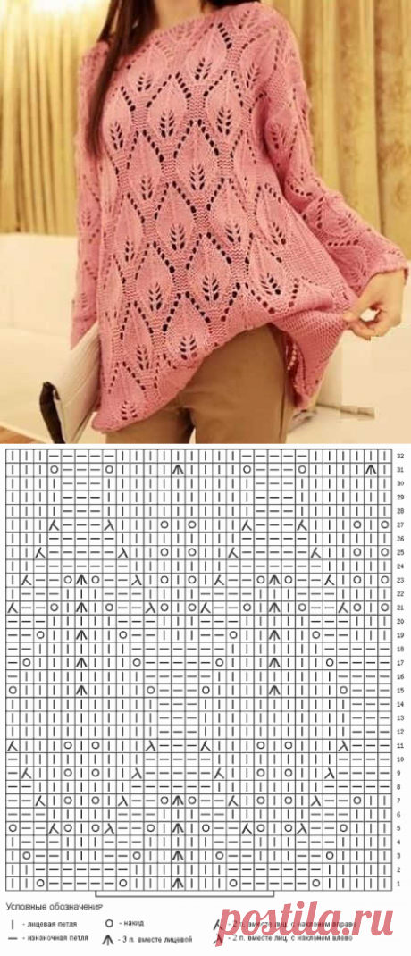 Ажурный узор из крупных листьев.