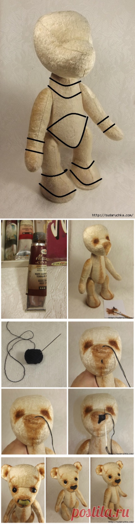 Второй этап совместного пошива Мишки Тедди.