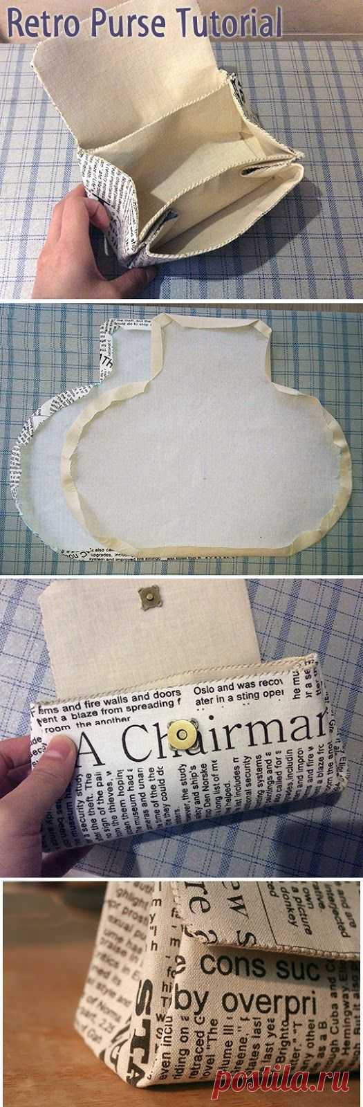 Simple Retro purse clutch of cotton. Step by step instructions for sewing. http://www.handmadiya.com/2015/08/retro-purse-clutch-of-cotton-step-by.html