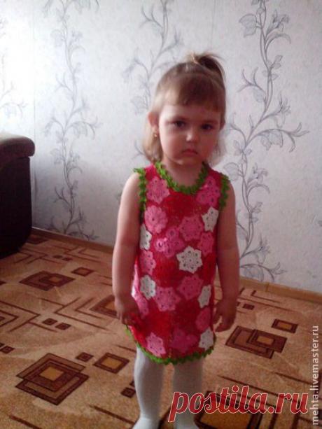 Вязаное платье для девочки &quot; ЛЕТО КРАСНОЕ&quot; - платье для девочки,платье вязаное