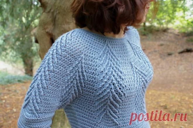 Southern Pines - Вязаный крючком свитер сверху вниз - Dora Does