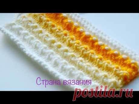 Узоры спицами. Цветные полоски с узелками.