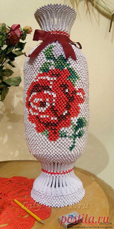 Напольная ваза из модульного оригами на Конкурс Весна 2016, модульное оригами ваза