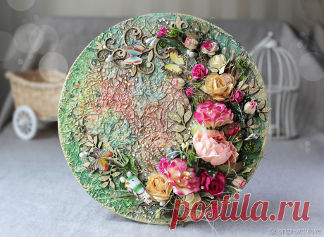 Цветочное панно с фактурным фоном — DIYIdeas
