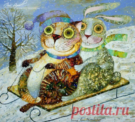 🎨 Мир обаятельных котов на картинах Галины Ким, в которых можно узнать себя, друзей и знакомых | Коты&Люди | Дзен
