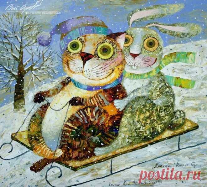 🎨 Мир обаятельных котов на картинах Галины Ким, в которых можно узнать себя, друзей и знакомых | Коты&Люди | Дзен