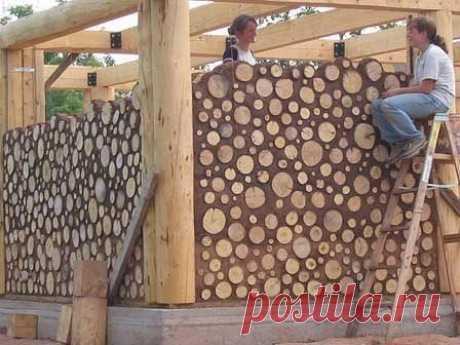 Технология глиночурка или по-буржуйски - cordwood Технология строительства таких домов известна довольно давно. Дома спокойно выдерживают экстремальные зимы с температурами ниже -50°С , а летом и в межсезонье отлично сохраняют микроклимат даже при су…