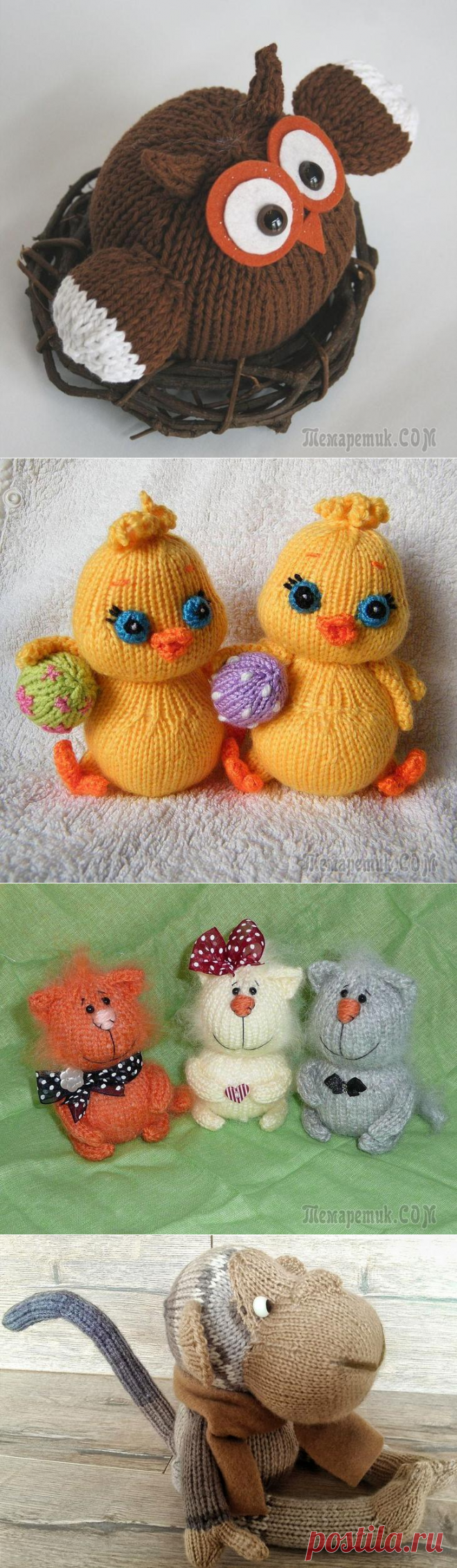 Вязание игрушек спицами
