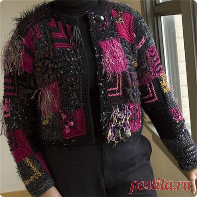 Вязаный пэчворк спицами.