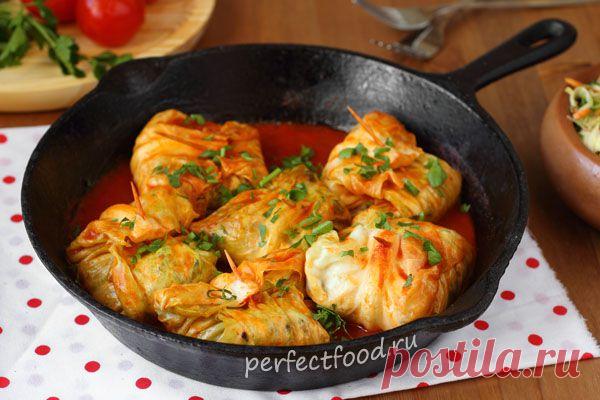 Постные голубцы с рисом и грибами