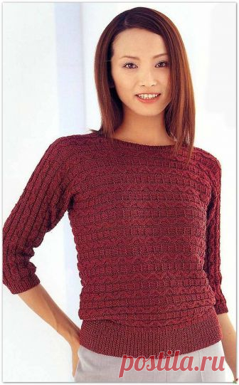Джемпер связан спицами одним полотном в поперечном направлении. Схемы. / Обсуждение на LiveInternet - Российский Сервис Онлайн-Дневников