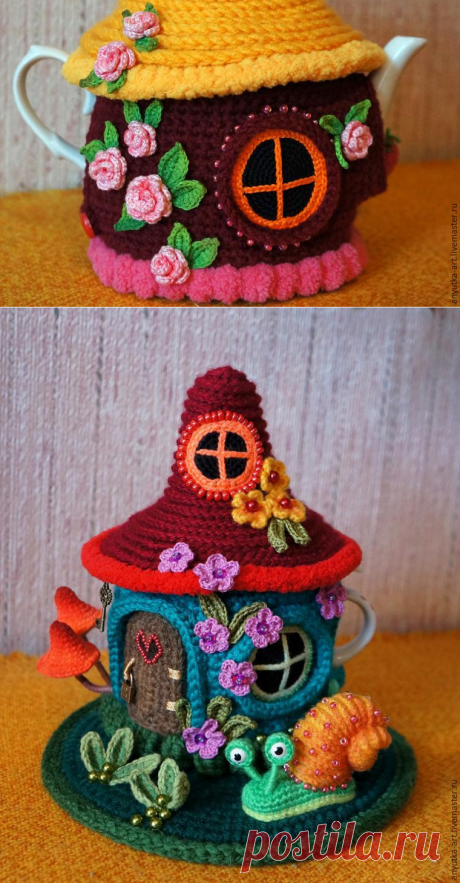 Грелка на чайник «Сказочный домик». Часть 2. Автор мк Аня &quot;Анюткины уютки&quot;: Дневник группы «ВЯЖЕМ ПО ОПИСАНИЮ»: Группы - женская социальная сеть myJulia.ru