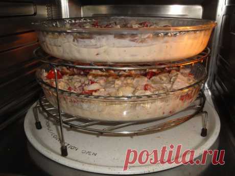 запечённое мясо с овощами.