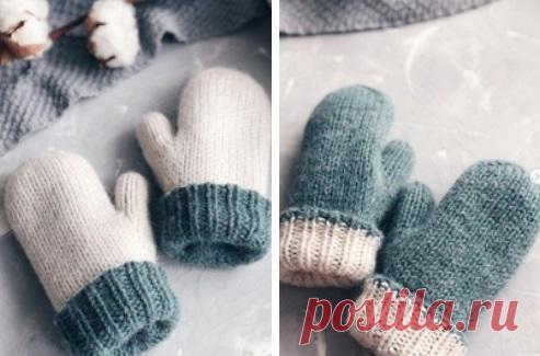 Двойные варежки спицами