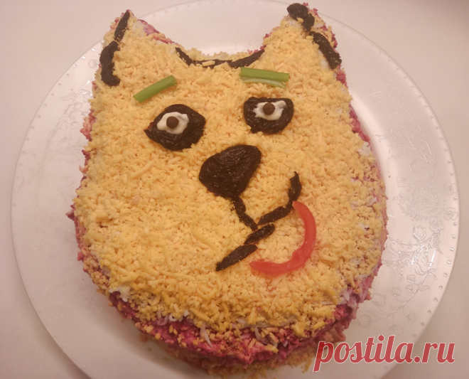 Новогодняя селедка под шубой в виде Собаки. Вкусный салат с ноткой безумия - Простые рецепты Овкусе.ру