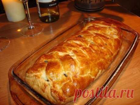 Быстрый мясной пирог с грибами