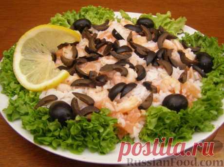 Рецепт: Салат из креветок и семги на RussianFood.com