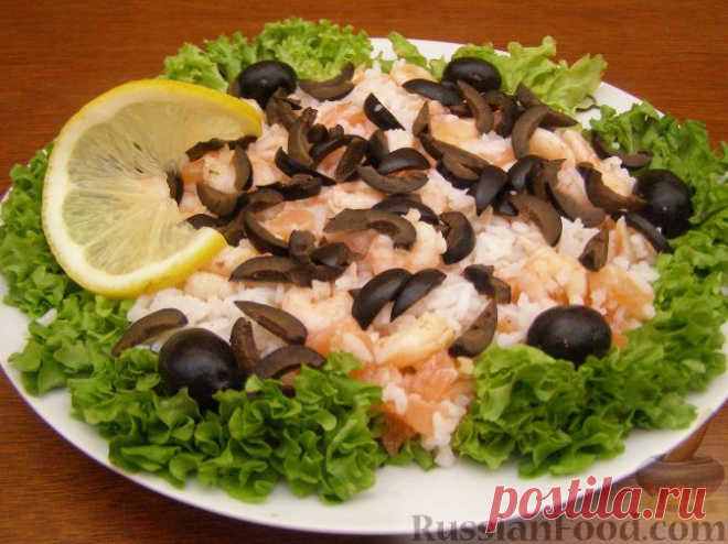 Рецепт: Салат из креветок и семги на RussianFood.com
